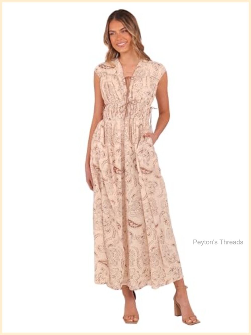 Petal & Pup Safira Midi Dress V-Neck Tie Front Sleeveless Party